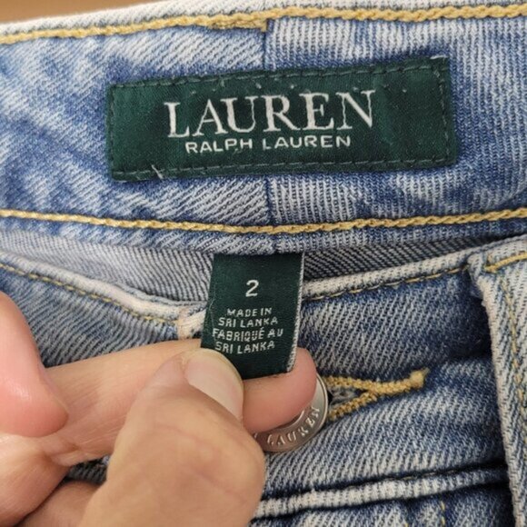 Lauren Ralph Lauren Women's Blue Mid Rise Slim Fit Bermuda Jeans Short Size 2 - Picture 10 of 14